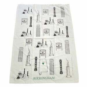 Coast & Cotton Birmingham Alabama Tea Towel Large Silk Screened 20" x 26"